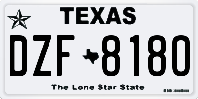 TX license plate DZF8180