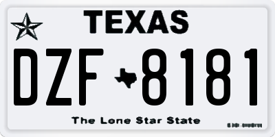 TX license plate DZF8181
