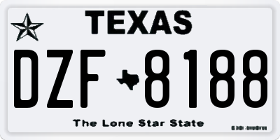 TX license plate DZF8188