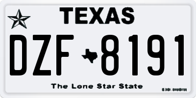 TX license plate DZF8191