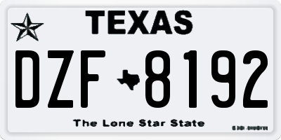 TX license plate DZF8192