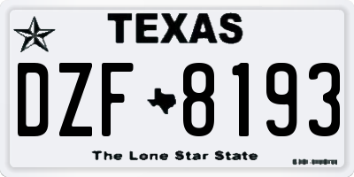TX license plate DZF8193