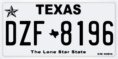 TX license plate DZF8196
