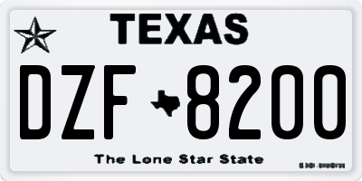 TX license plate DZF8200