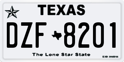 TX license plate DZF8201