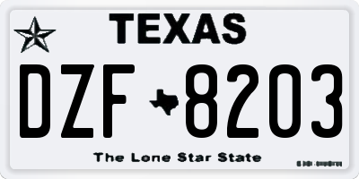 TX license plate DZF8203