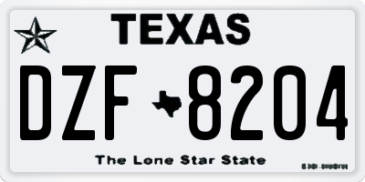 TX license plate DZF8204