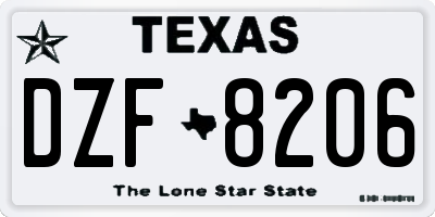 TX license plate DZF8206