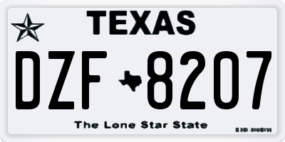 TX license plate DZF8207