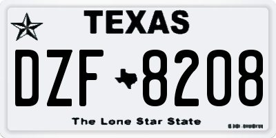 TX license plate DZF8208
