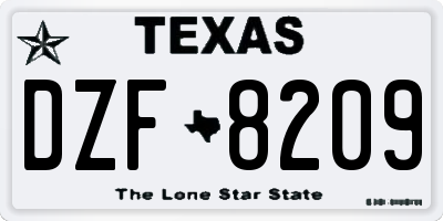 TX license plate DZF8209