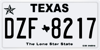TX license plate DZF8217