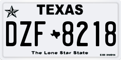 TX license plate DZF8218