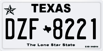 TX license plate DZF8221