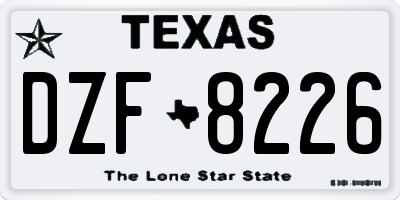 TX license plate DZF8226