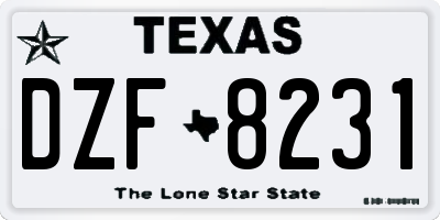 TX license plate DZF8231