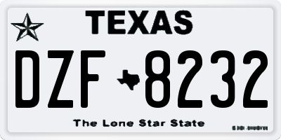 TX license plate DZF8232