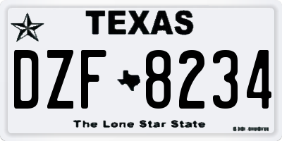 TX license plate DZF8234