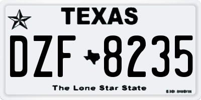 TX license plate DZF8235