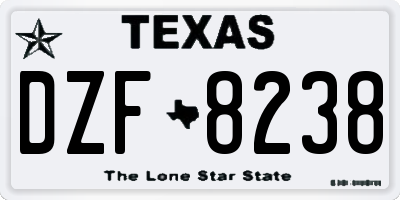 TX license plate DZF8238