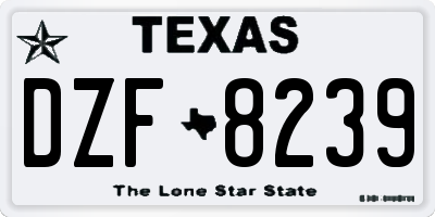 TX license plate DZF8239
