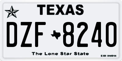 TX license plate DZF8240