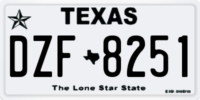 TX license plate DZF8251