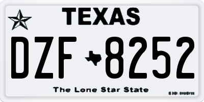 TX license plate DZF8252