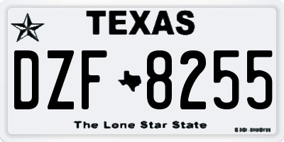 TX license plate DZF8255