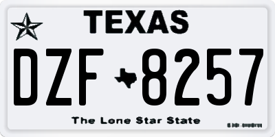 TX license plate DZF8257