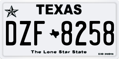 TX license plate DZF8258