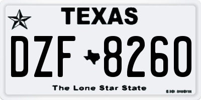 TX license plate DZF8260
