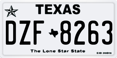 TX license plate DZF8263