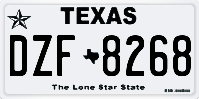 TX license plate DZF8268