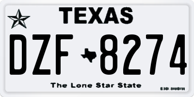 TX license plate DZF8274