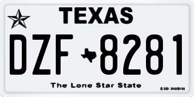 TX license plate DZF8281