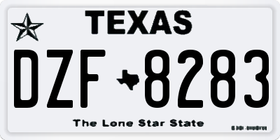 TX license plate DZF8283
