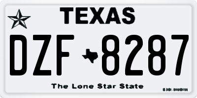 TX license plate DZF8287