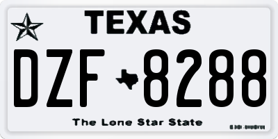 TX license plate DZF8288