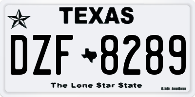 TX license plate DZF8289