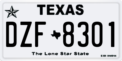 TX license plate DZF8301