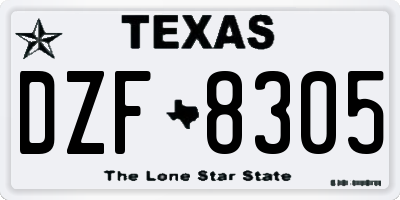 TX license plate DZF8305