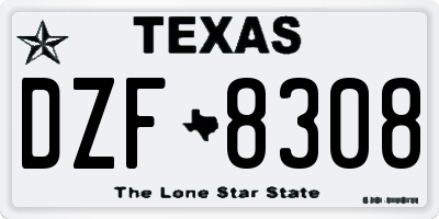 TX license plate DZF8308