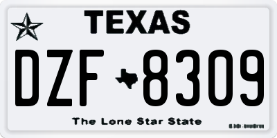 TX license plate DZF8309