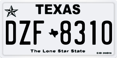 TX license plate DZF8310