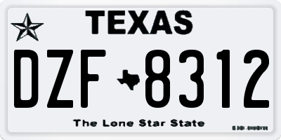 TX license plate DZF8312
