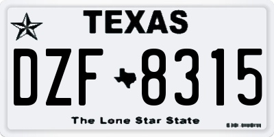 TX license plate DZF8315