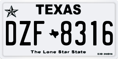 TX license plate DZF8316