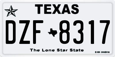 TX license plate DZF8317