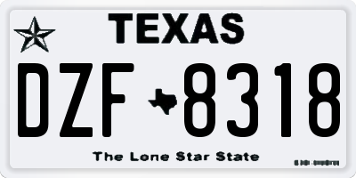 TX license plate DZF8318